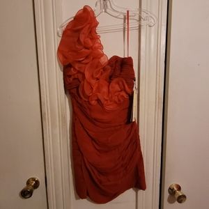 May Queen Red Ruffle One Shoulder Dress